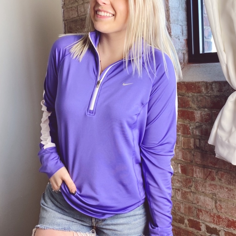 Nike running Dri-fit purple quarter zip longsleeve